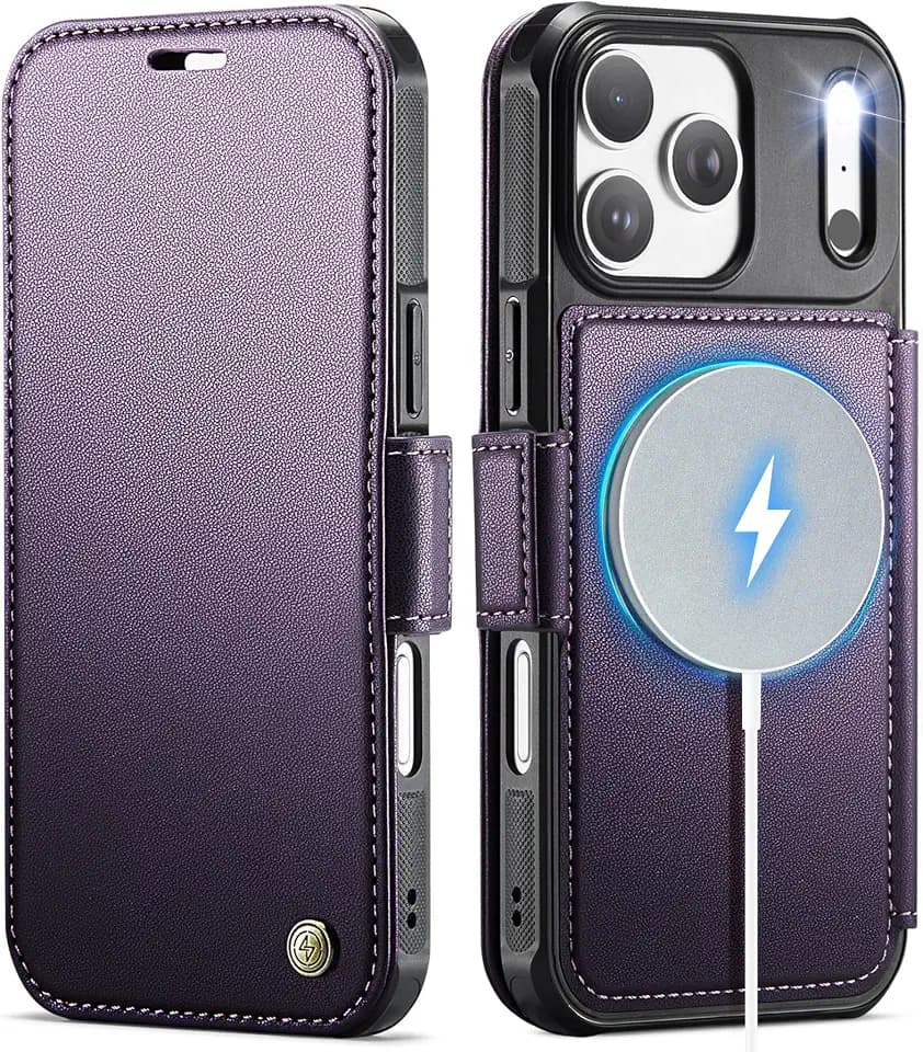 for iPhone 17 Pro Wallet Case Compatible with Magsafe, Purple