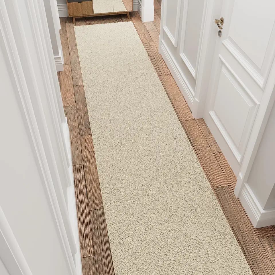 Ottomanson Long Shag Runner Rug 3' x 30', Fluffy Extra Long Hallway Runner with Non-Slip Rubber Backing, Soft Non-Shedding Rug for Corridor, Entryway, Kitchen, Laundry, Cream