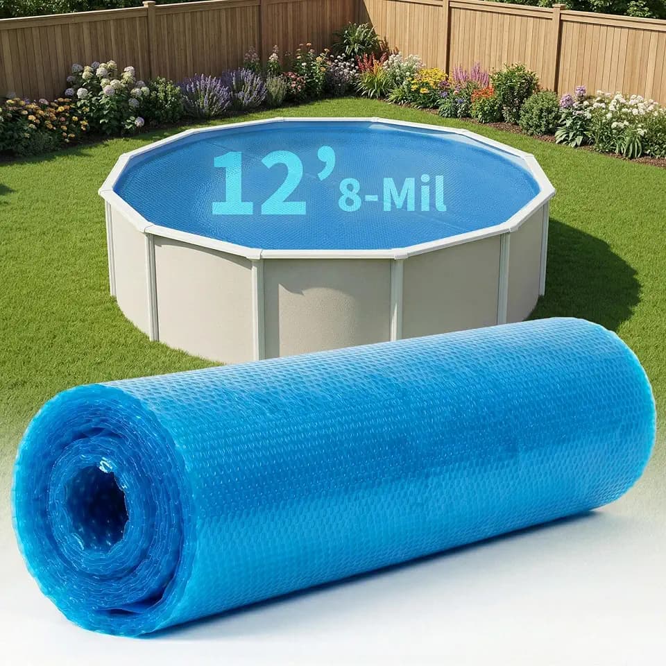 Blue Wave 12-ft Round Solar Pool Cover 8-Mil Blue – Solar Cover for Above Ground Pool, Thermal Bubble Blanket for Heat Retention & Reduced Evaporation