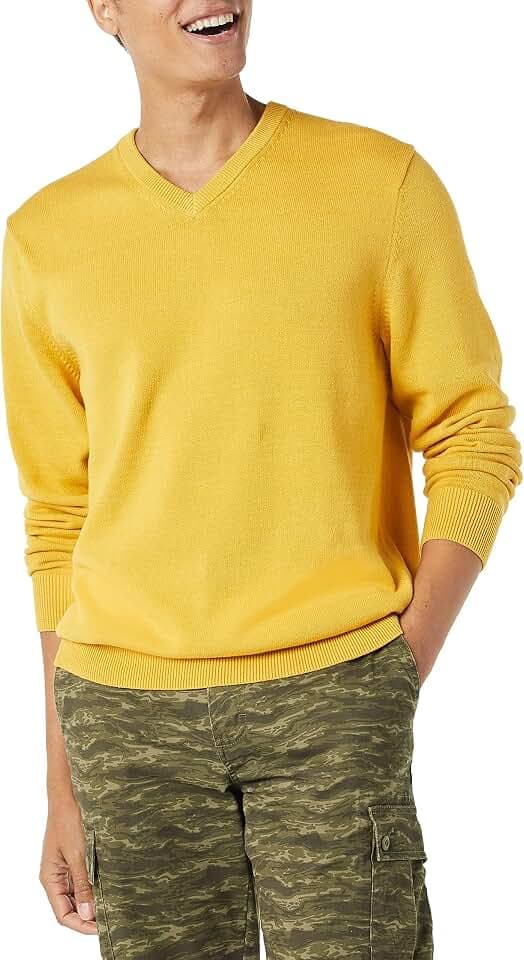 Amazon Essentials Herren V-Ausschnitt Pullover aus Baumwolle, Normale Passform