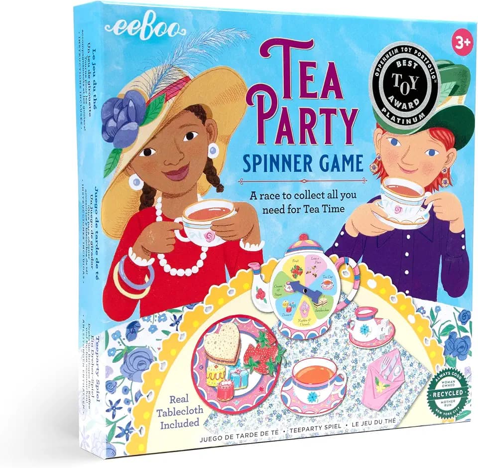 eeBoo Tea Party Spinner Game, Social Skills Game, Ages 3+, 2-4 Players