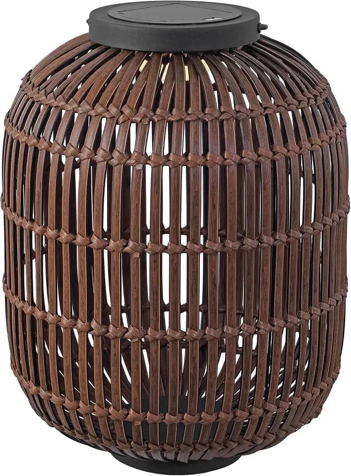 JONATHAN Y Nara 20.5" x 16" Outdoor Solar Lantern, Dark Brown/Black