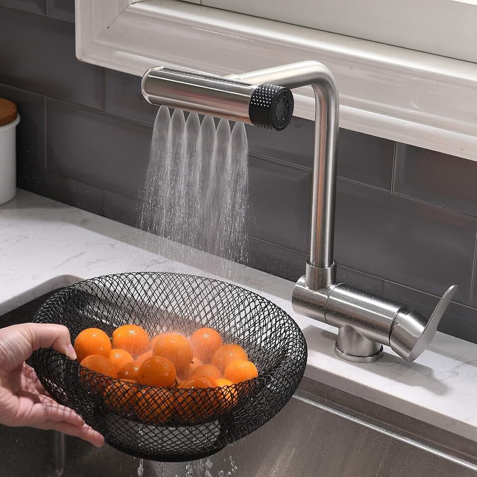 Vorfenster Küchenarmatur Klappbar,4 Wassersprühmodi, Hochdruck Wasserhahn Küche Vorfenster, Vorfenster Armatur Flexible Mischbatterie Küche Hochdruck Armatur Küche Aus 304Edelstahl