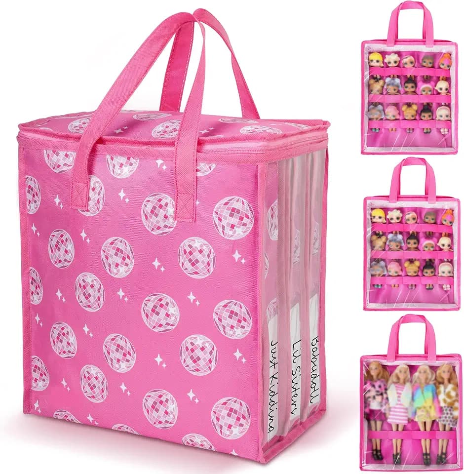 4 Pack Doll Storage Organizer, Fits Up to 12 Barbie & LOL Surprise Dolls