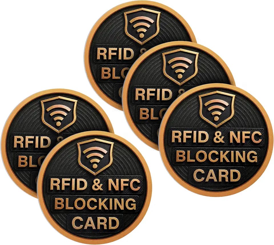 SaiTech IT 5 Pack Round Shape RFID Blocking Card for Credit Card, Black