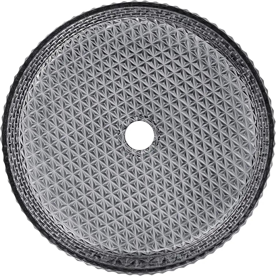 Cache 15.75" Round Glass Vessel Sink in Black