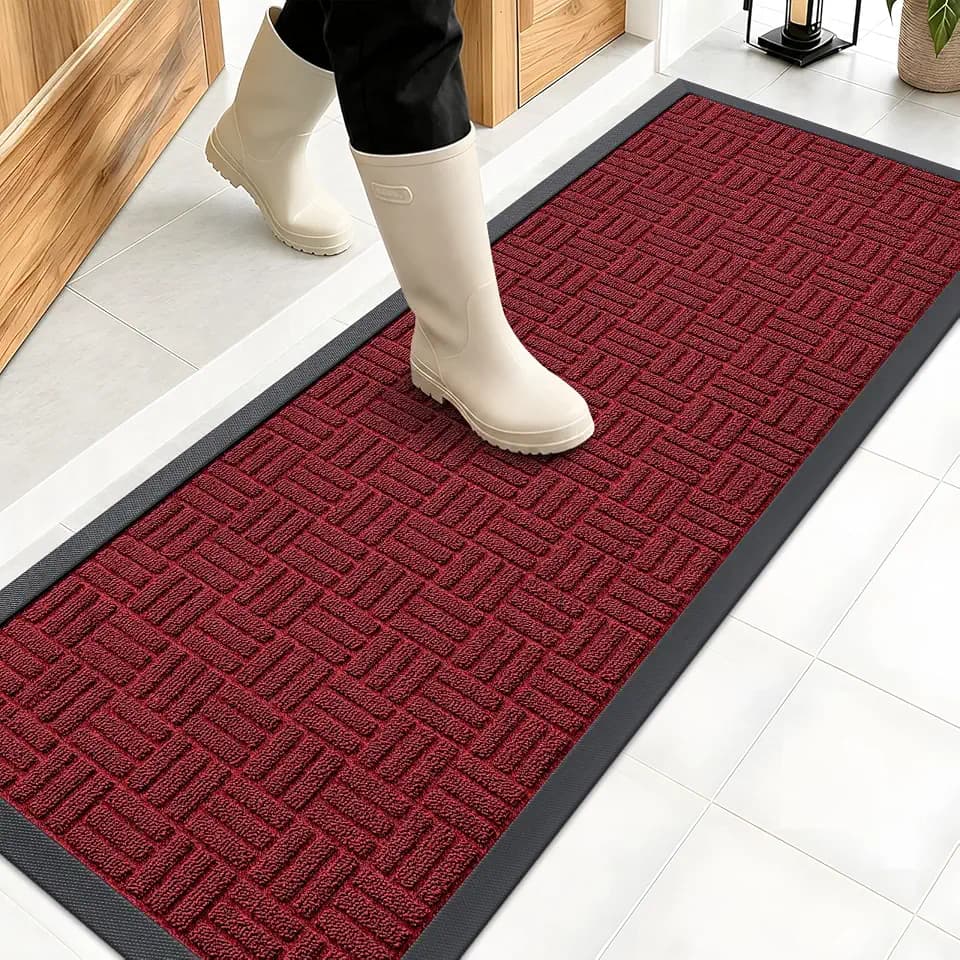 OLANLY Front Door Mat Outside Entrance 47x17, Heavy-Duty Rubber Doormat