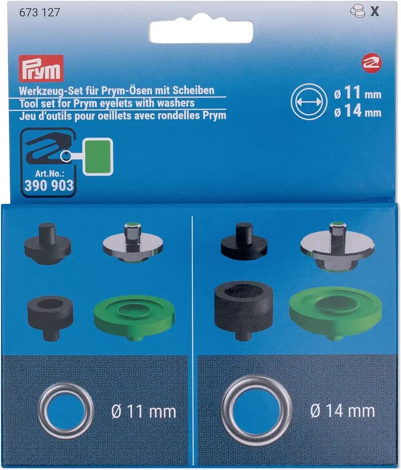Prym - Prym (11-14mm) Ösenwerkzeugsatz mit Unterlegscheiben für Vario Kreativ-Tool - 8 Stück, brüniert, silberfarbig, dunkelgrün