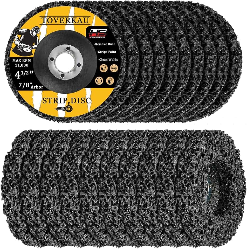20 Pack 4.5 inch Strip Discs for Angle Grinder, Wire Stripping Wheel Paint Remover for Metal Surfaces, Abrasive Wheels Grinding Discs for Rust Welds Oxidation (4-1/2" x 7/8"), Black