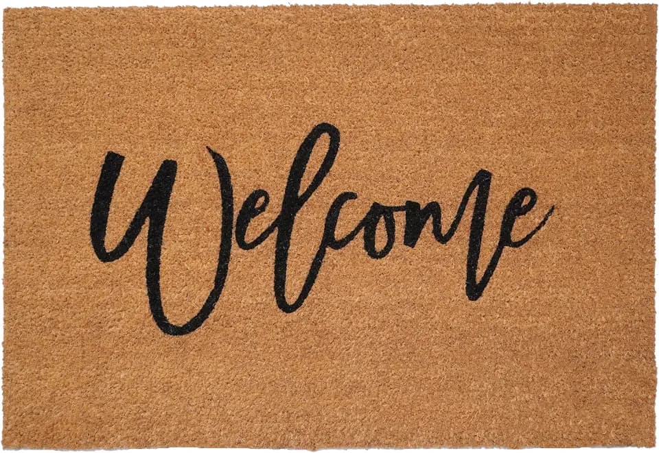 Calloway Mills Cursive Welcome Doormat (Tan/Black, 24" x 36")