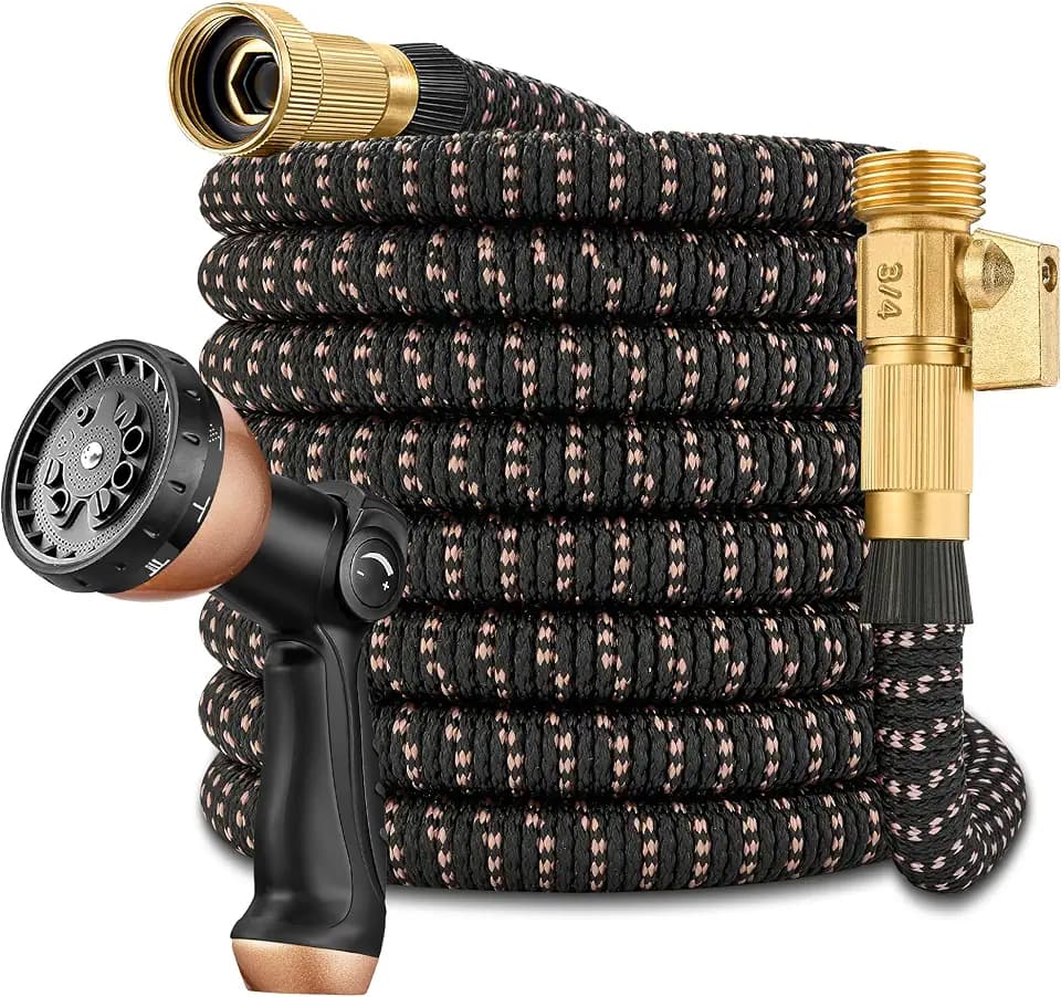 75 ft Garden Hose - Expandable Garden Hose with 10 Function Spray Nozzle - Kink-Free, Lightweight, Durable, Flexible, 2026 New Retractable Water Hoses for Yard, Lawn, Gardening(Black Rose gold)