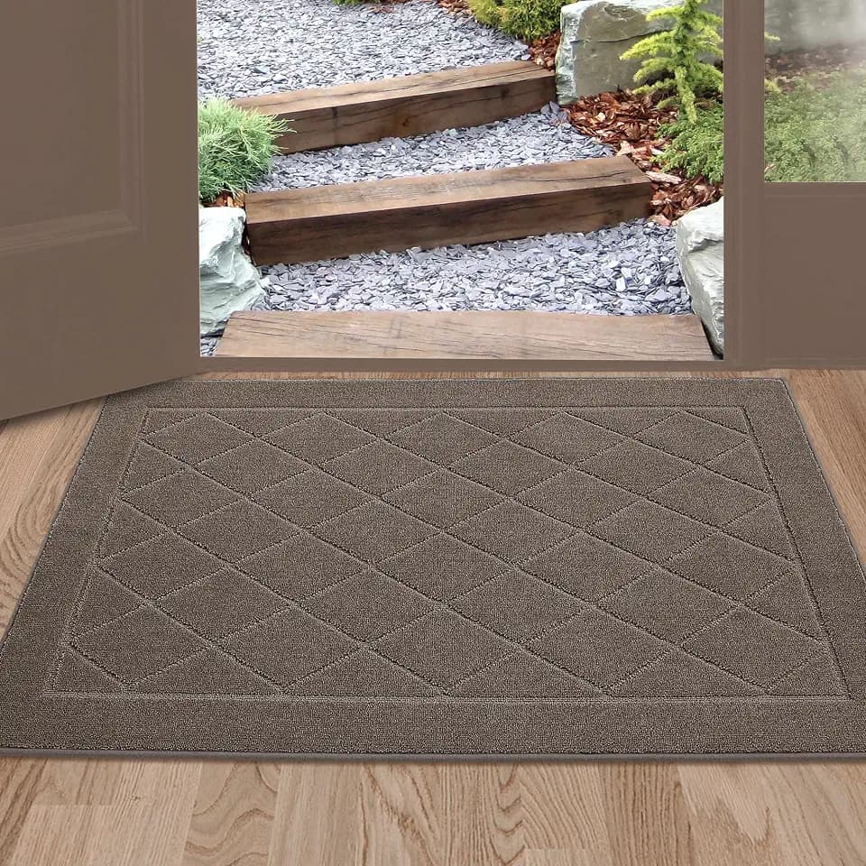 BEQHAUSE Dirt Trapper Door Mat 24" x 36", Doormat Non-Slip, Light Brown