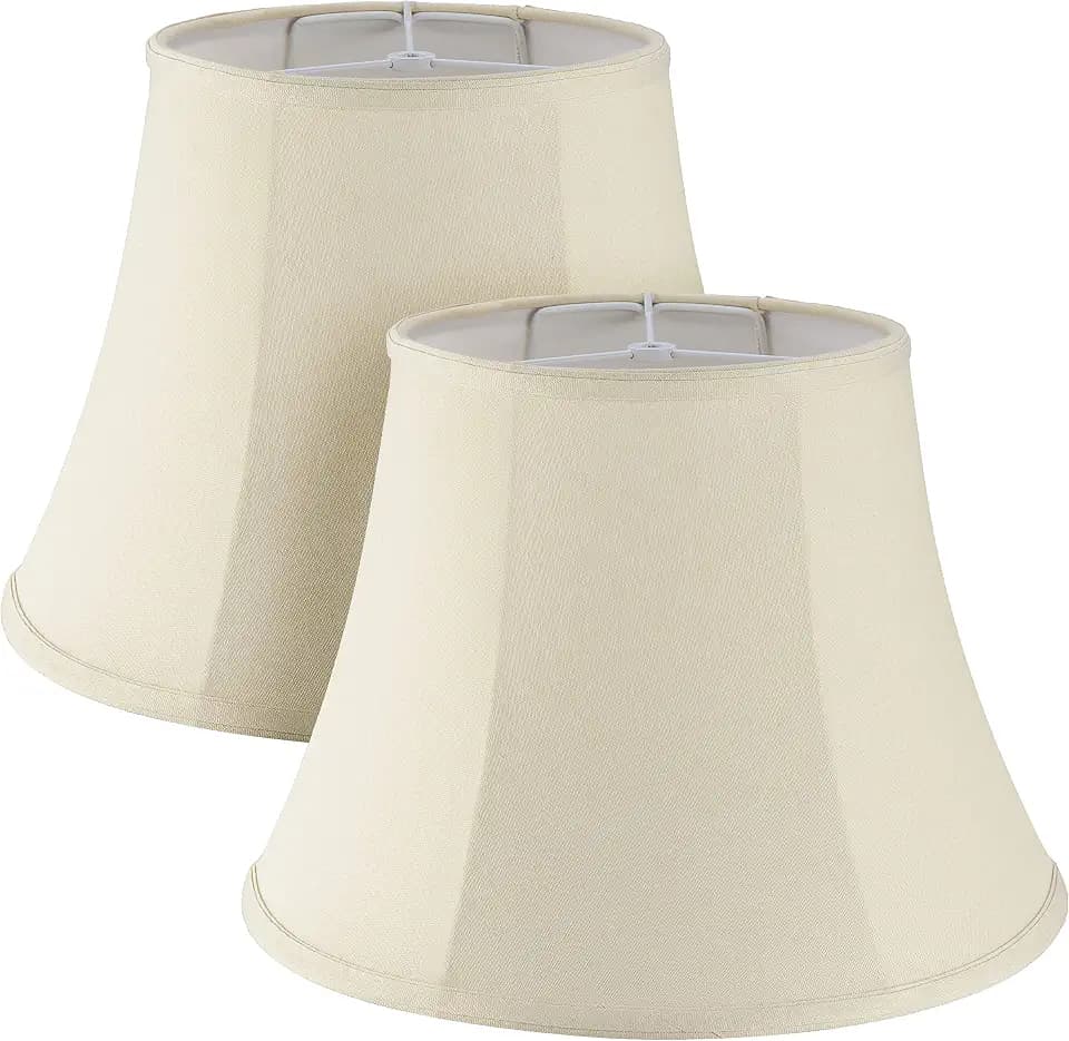 Aspen Creative 38005-2, Bell Collapsible Spider Lamp Shade, Natural, 9" Top x 15" Bottom x 11" Slant Height, Set of 2