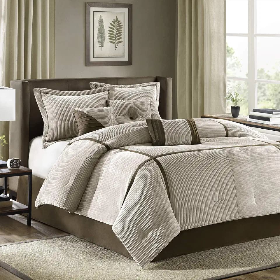 Madison Park Casual Blocks Comforter Set, 7PC Queen Bedding Set