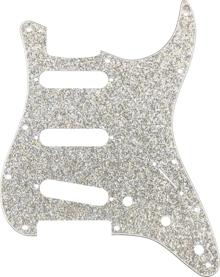 Hybrid Glass/Glitter Stratocaster S/S/S Pickguard, Silver Sparkle