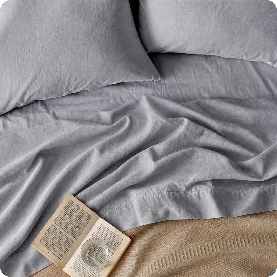 Bedsure PureWoven European Linen Sheets Queen, Cotton Linen Bed Sheets,4PCS