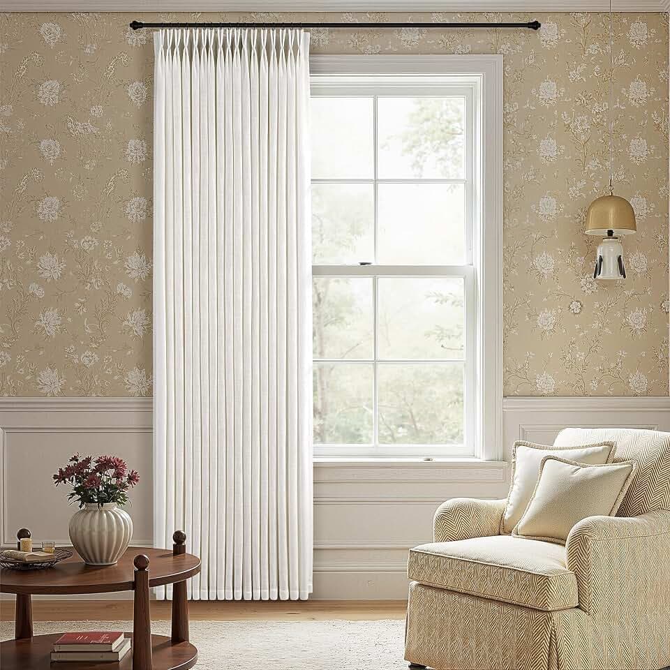 60 Inch Extra Wide Pinch Pleated Linen Curtains 84 Inches Long Natural