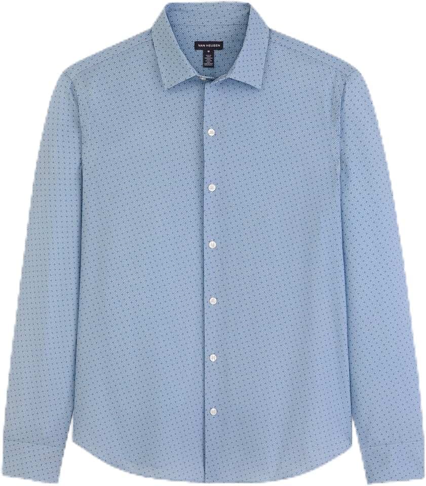 Van Heusen Men's All-Way Performance Stretch Long Sleeve Button Up Shirt, Slim Fit, Regular Length, Quick Dry