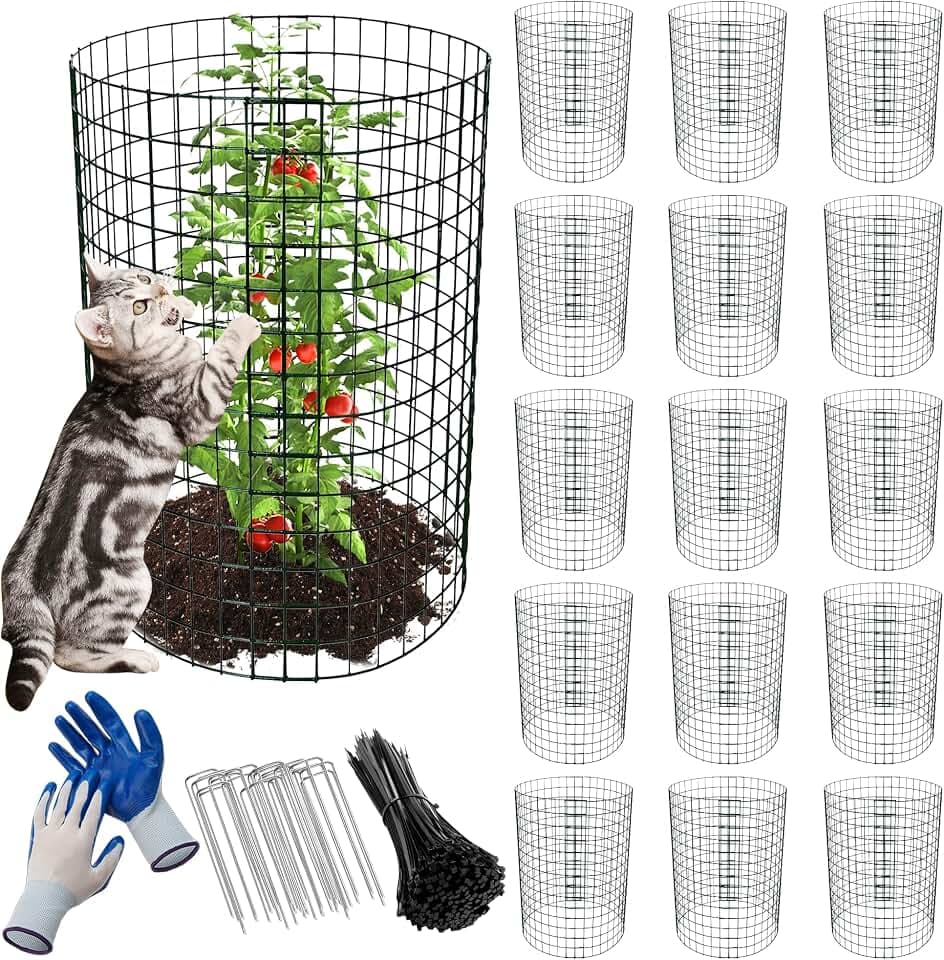 16 Pack 24x12 inch Plant Protector, Wire Garden Cages with Stakes & Ties