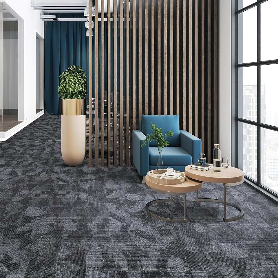 Mohawk 12x36 Dukedom Black Padded Carpet Tile Square, Glue Down 72 sqft