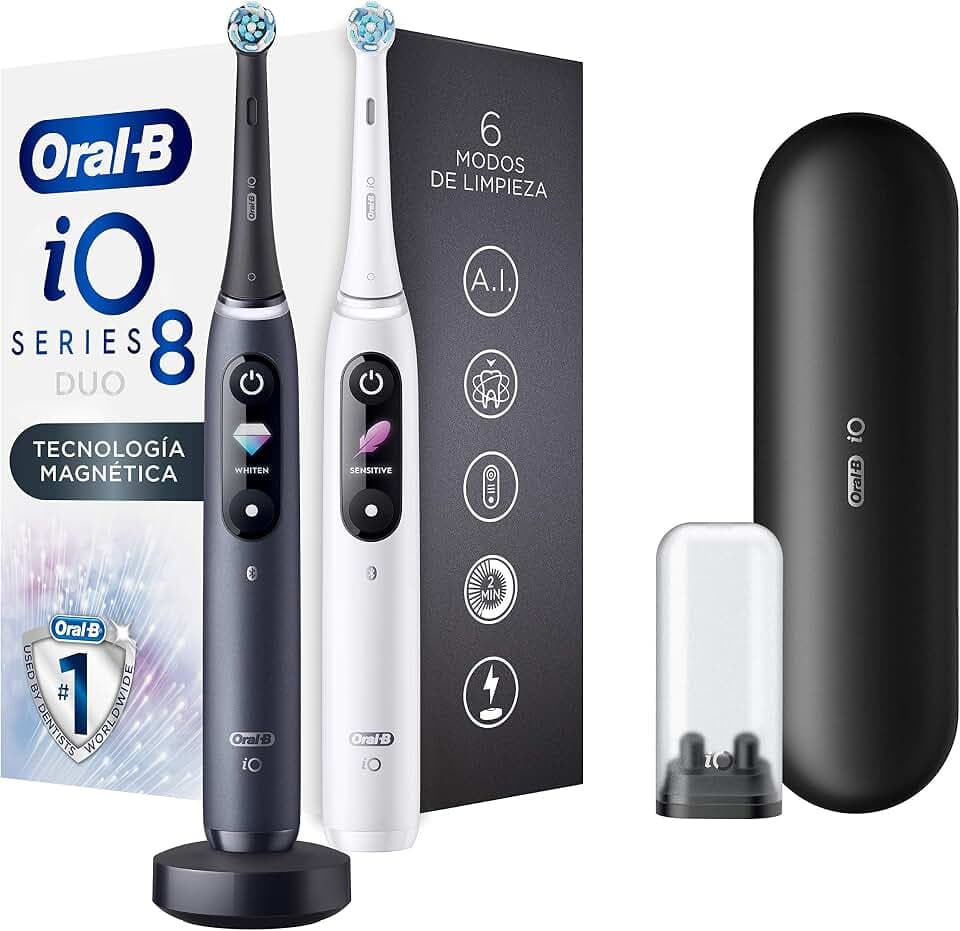 Oral-B Set mit 2 iO 8 Elektrische Zahnbürsten, Weiß/Schwarz, 1 Stück