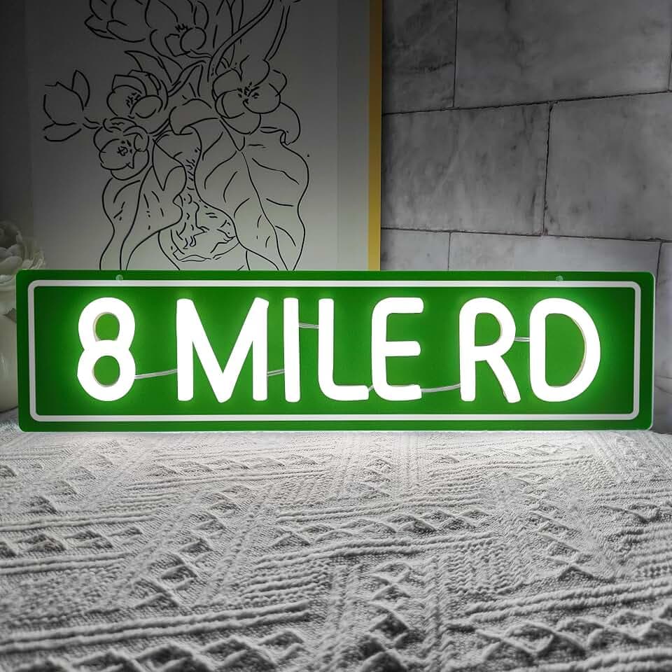 8 Mile Rd Street Neon Sign Dimmable Neon Led Sign for Man Cave