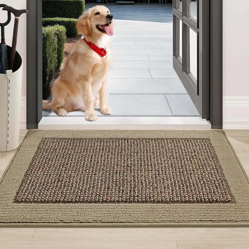 BEQHAUSE Indoor Door Mat 24" x 36", Dirt Trapper Door Mats, Taupe