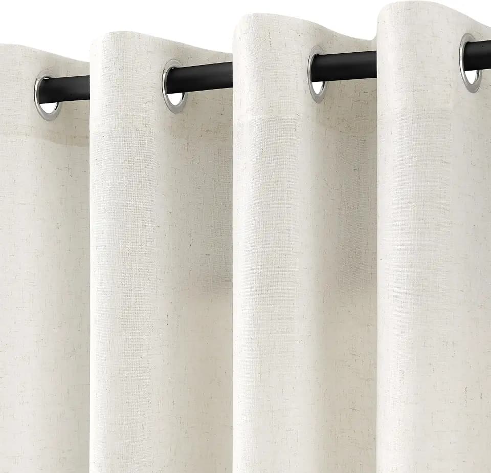 Nanspring Linen Curtains 84 Inches Long for Living Room Grommet Cream Ivory
