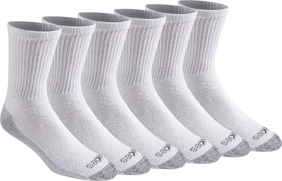 Dickies Men's Dri-Tech Mid-Crew Comfort Length Moisture Control Socks (6, 12 Pairs)
