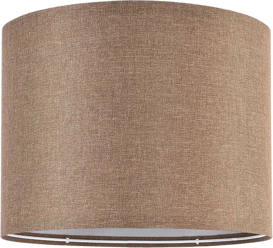 Lamp Shade for Table Lamps, Drum Lampshade for Floor Lamps, 13" Top X 13" Bottom X 10" High Large Lamp Shade, Coffee Brown Modern Fabric Lampshade, Easy Assembly Replacement Lamp Shade Spider Fitter