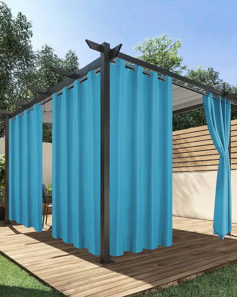 HolidayIdeas Outdoor Curtains for Patio Waterproof 4 Pcs 54x95 Inch Teal