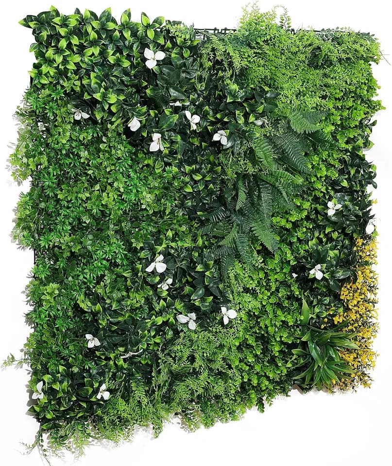 ANMINY 16Pcs Grass Wall Panels 10" x 10" Artificial Grass Plant Greenery Wall Backdrop 11 Sqft Thickened High-Density Faux Boxwood Panels Privacy Fence Hedge for Indoor Outdoor Party Wedding Garden