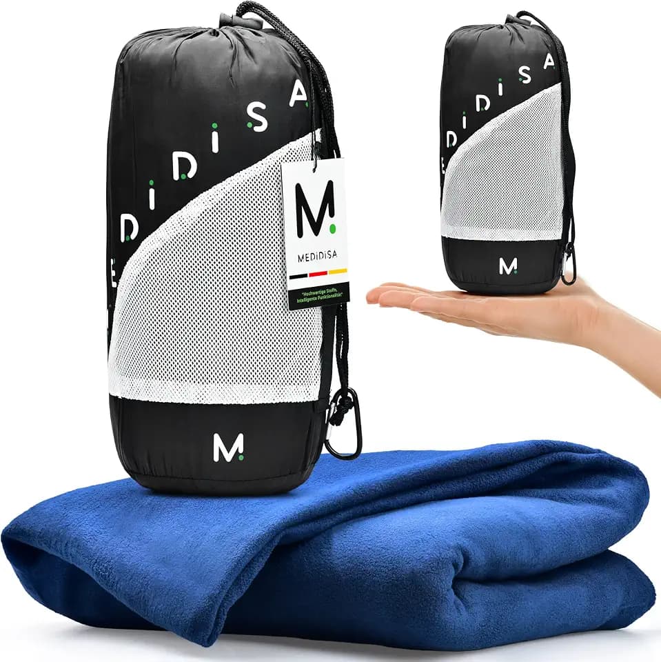 Reisedecke Ultraleicht warm für Reisen & Camping (Fleece, 170x120 cm) - Leichte, warme Decke für Flug & Auto - Campingdecke dünn & atmungsaktiv für Kinder & Erwachsene (Marineblau)