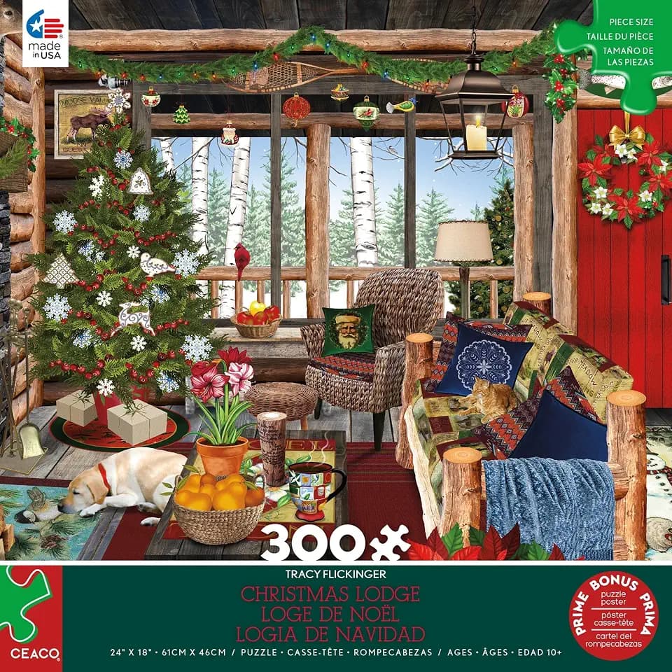 Ceaco - Christmas Lodge - 300 Large Piece Jigsaw Puzzle for Adults