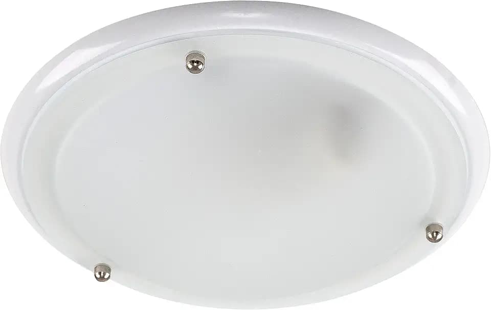 MiniSun – Moderne runde und flächenbündige IP44 Deckenleuchte mit glänzendem weißem Finish und schönem Milchglasschirm – Badezimmerleuchte