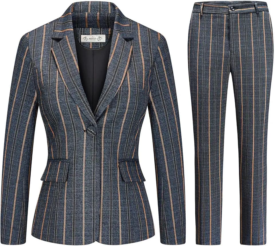 MODFUL Zweiteiler mit Karomuster für Damen, Business-Anzug mit Blazer und