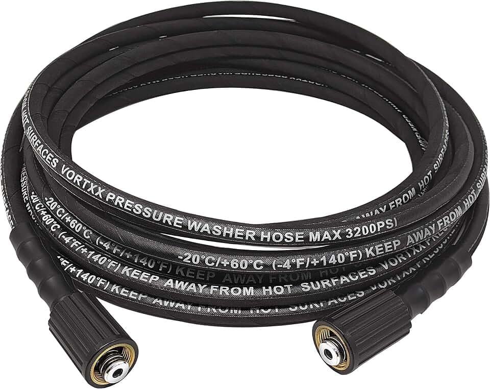 1/4" x 30FT Heavy Duty Pressure Washer Hose,M22-14mm, 3200 PSI, Steel Wire Braided & Synthetic Rubber Jacket, Kink Resistant, Double O-Ring
