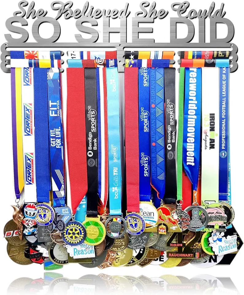 She Believed She Could SO SHE DID Race Medal Holder Wall Hanger,Marathon Runner Medal Display,Running Medal Display, Medal Holder for Wall, Sports Medal Hanger Display Gifts