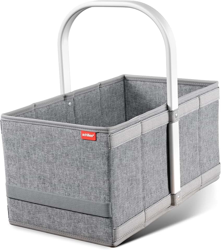achilles Einkaufskorb - praktischer Tragekorb zum Einkaufen - klappbare Einkaufsbox mit Alu-Griff - platzsparende Box Kofferraum - (Grau)