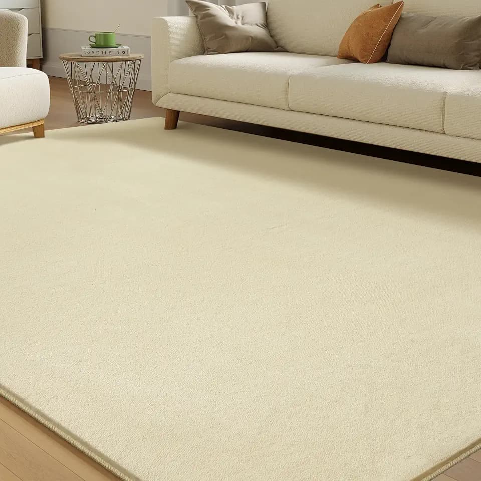6x9 Cream Area Rug - Faux Cashmere Carpet for Living Room
