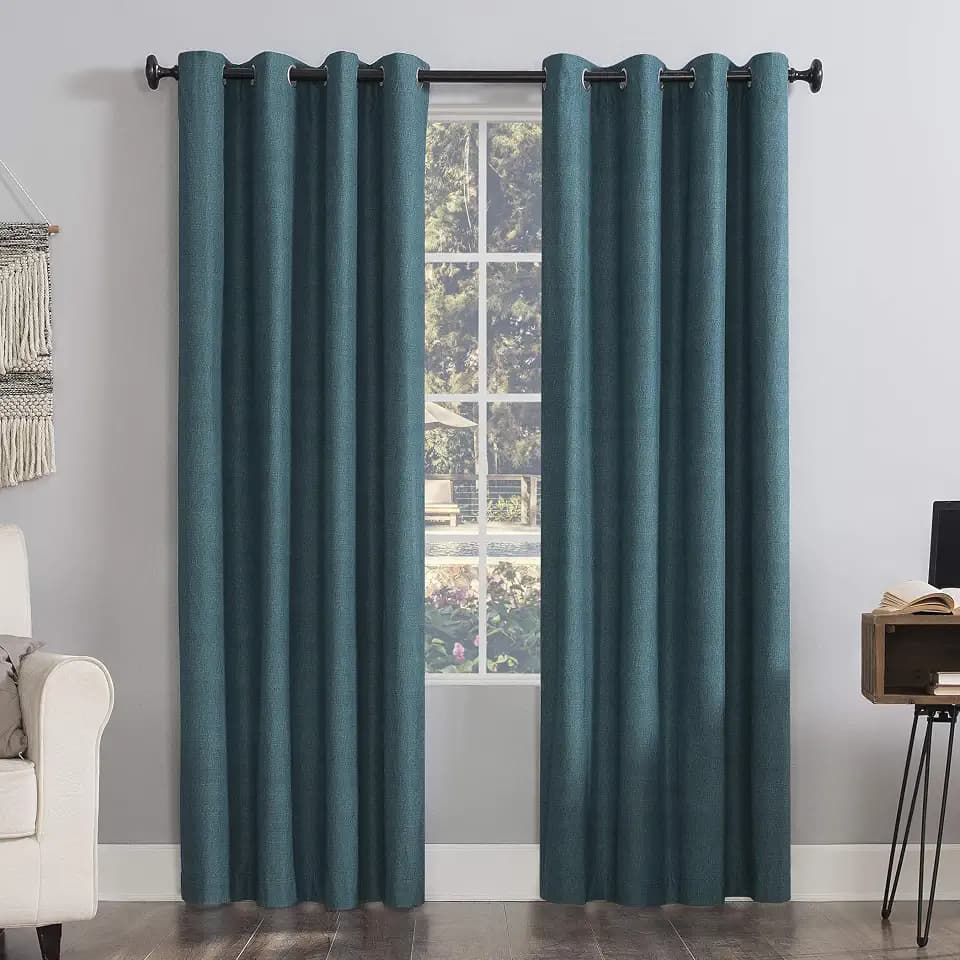 Sun Zero Columbia 2-Pack Thermal Energy Saving 100% Blackout Grommet Curtain Panel Pair, 50" x 108", Teal