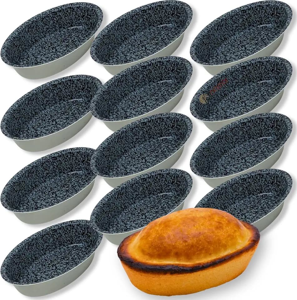 NAMAI Leccesi 12-teiliges Backformen-Set aus Aluminium, Antihaftbeschichtung, Steinoptik, hergestellt in Italien, 10,5 x 7 cm, Luftfritteuse