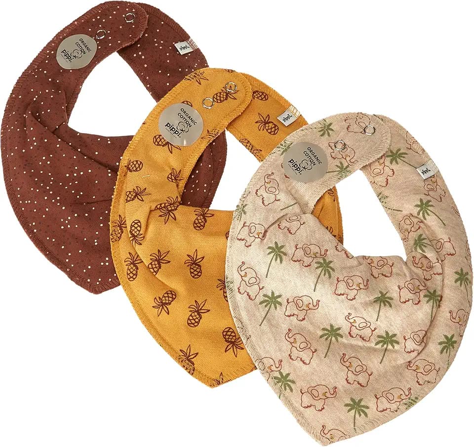 Pippi made with love Unisex Baby Bandana Bib Uni -Aop (3-pack) Minymo Sweat Dress LS (3er Pack)