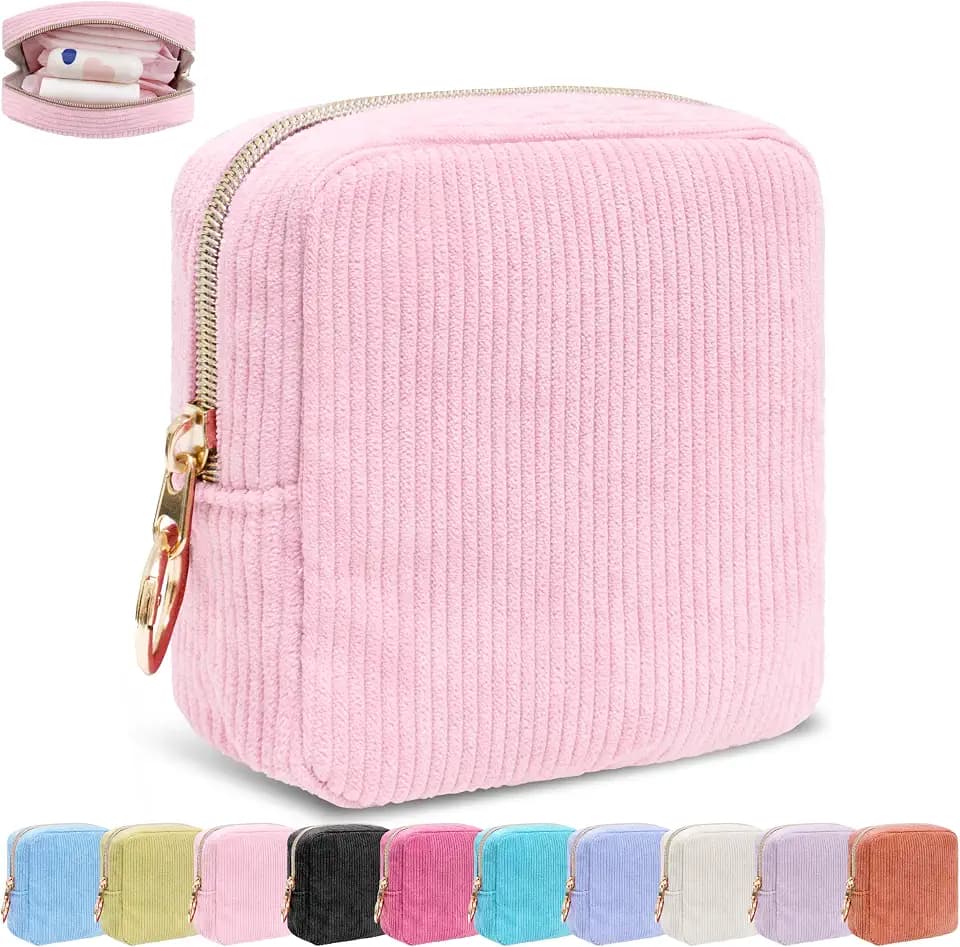 Period Bag for Girls,Corduroy Sanitary Napkin Storage Bag