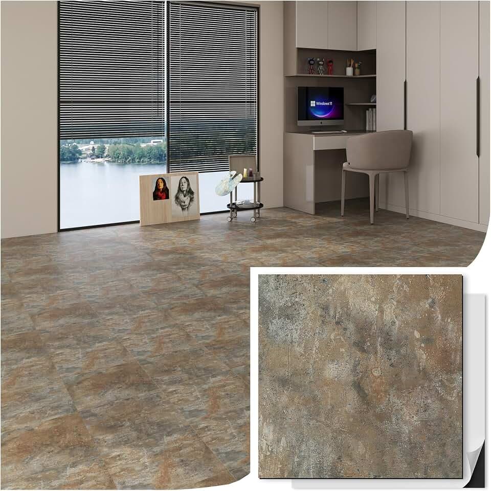 30-Pack 30Sq Self Adhesive Vinyl Floor Tiles - 12x12 Inch Peel and Stick Floor Tile, Waterproof & Thicker Marble Pattern Flooring, Removable Tiles for, Bathroom, Bedroom (Pattern Marble)