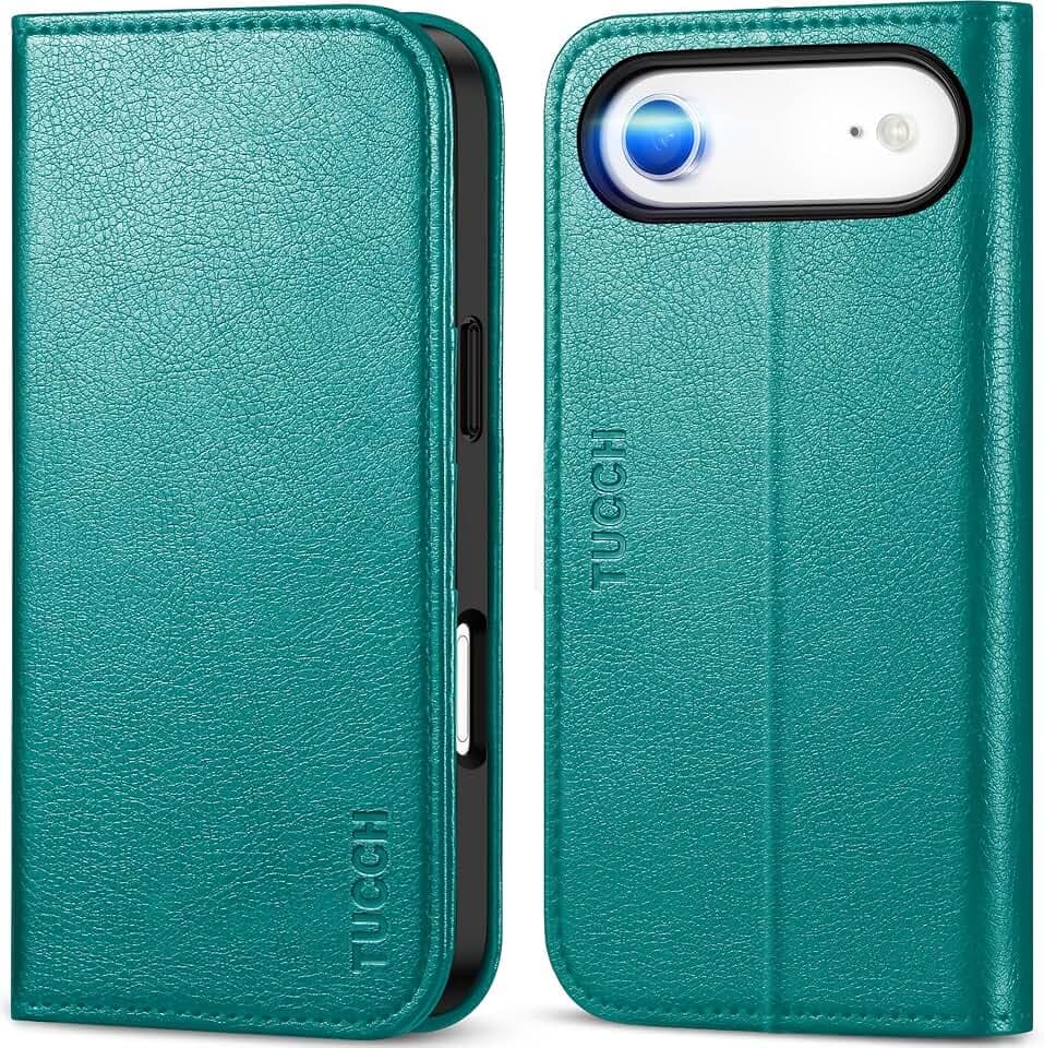 TUCCH Hülle für iPhone Air 6,5 Zoll 2025 Klapphülle Ständer Cyan