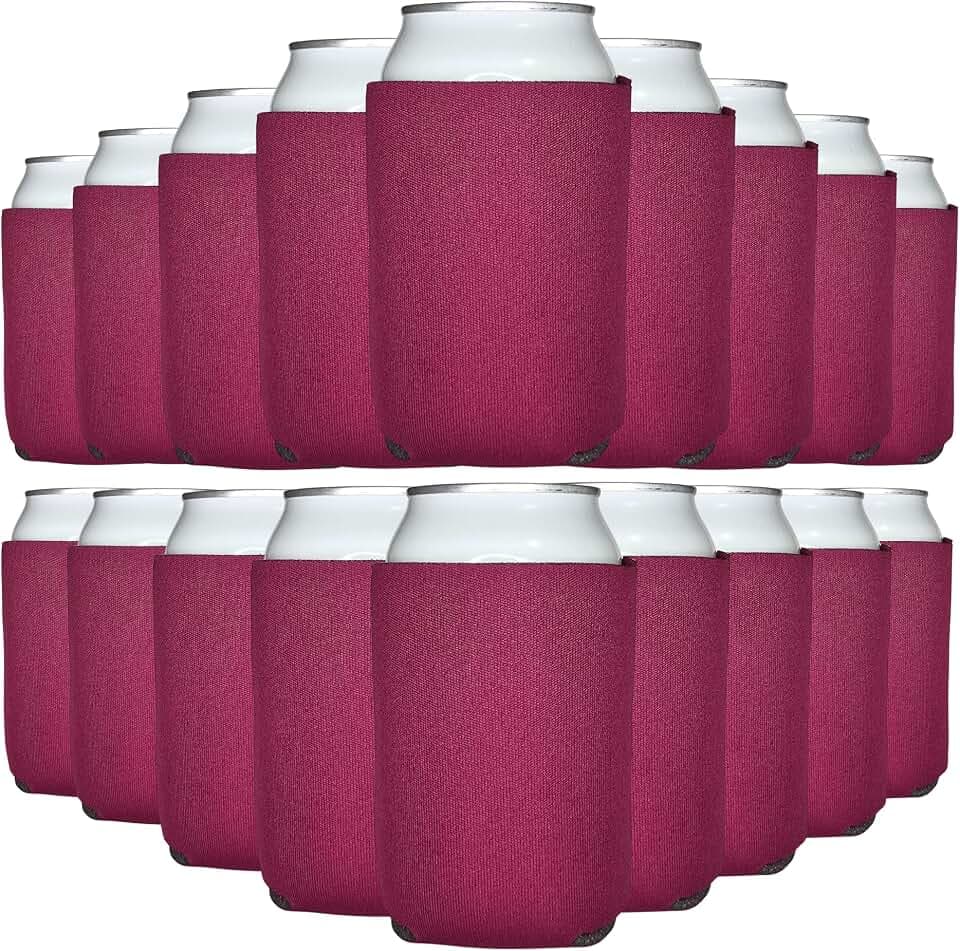 TahoeBay Blank Can Cooler Sleeves in Bulk, 12 oz, 100-Pack, Burgundy
