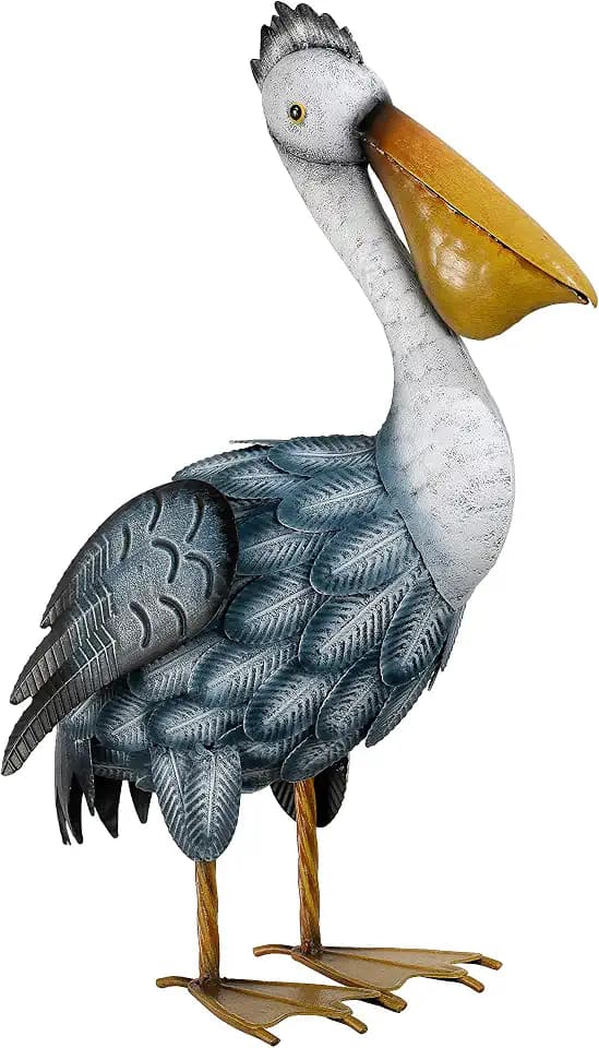TERESA'S COLLECTIONS Pelican Statues Outdoor Decor, 16.5" Coastal Ocean Bird Garden Statues & Sculptures, Metal Yard Art Lawn Ornaments for Patio, Pond, Pool, Backyard Decorations