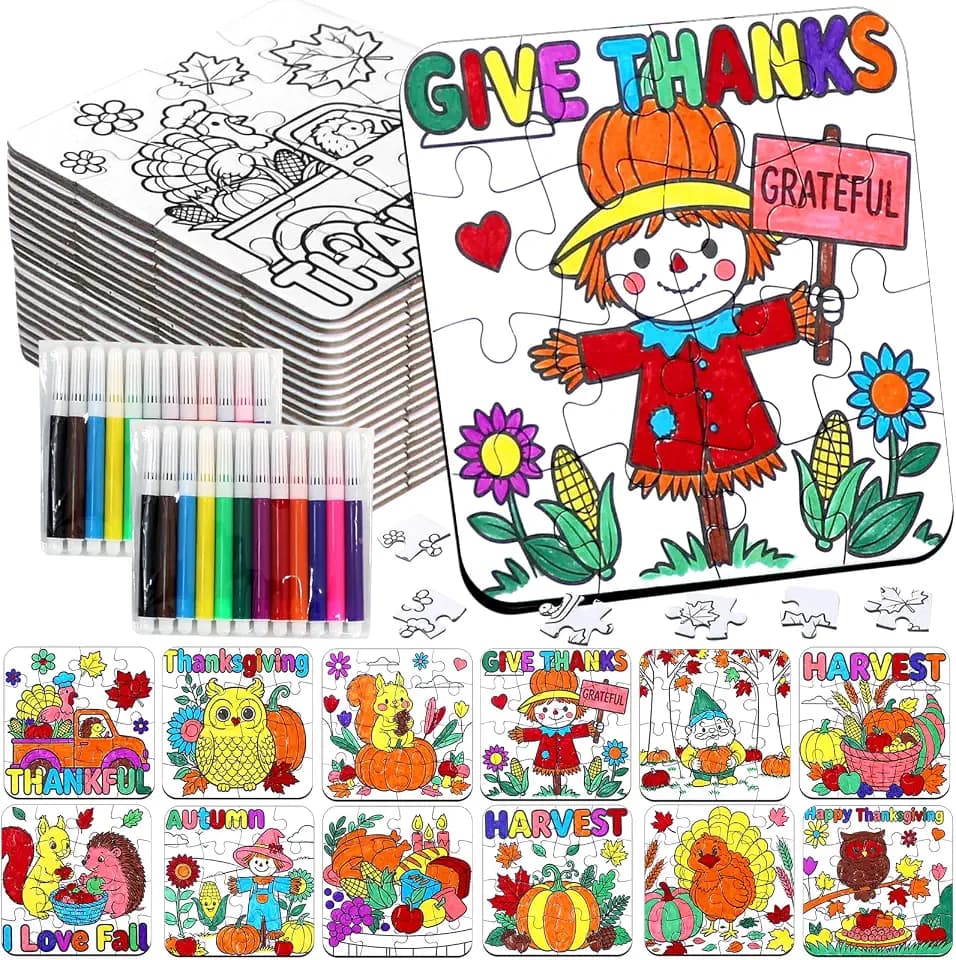 Fall Thanksgiving Arts & Crafts for Kids Autumn Activities DIY Puzzle Kit