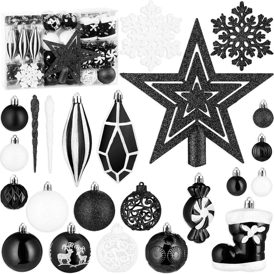 BRUBAKER 128 Stück Premium Christbaumschmuck - XXL Weihnachtskugel Set
